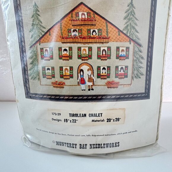 Vtg Crewel Embroidery Kit Tirollean Chalet By Mary-Alice Monterey Bay Needlework - Picture 3 of 5